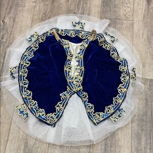 REVOLUTION Ballet Tutu Size MC; navy velvet white tutu and gold trim